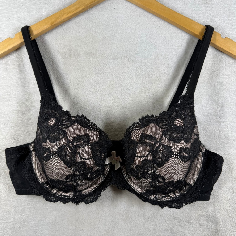 Victorias Secret Body by Victoria Black Lace Lined Demi Underwire Bra 38B